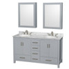 Wyndham Sheffield Gray Double Bathroom Vanity 60" With Countertop & Cabinet