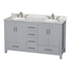 Wyndham Sheffield Gray Double Bathroom Vanity 60" With Countertop & Oval Sink