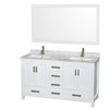 Wyndham Sheffield White Double Bathroom Vanity 60" With Square Sink & 58" Mirror