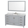 Wyndham Collection Sheffield 60 In. Single Bathroom Vanity W/ Top, Sink, And Mirror (Gray)