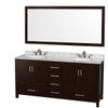 Wyndham Collection Sheffield 72 In. Double Bathroom Vanity W/ Top, Sinks, And Mirror (Espresso)