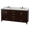 Wyndham Collection Sheffield 72 In. Double Bathroom Vanity W/ Top And Oval Sinks (Espresso)