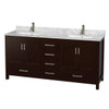 Wyndham Collection Sheffield 72 In. Double Bathroom Vanity W/ Top And Sinks (Espresso)