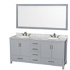 Wyndham Collection Sheffield 72 In. Double Bathroom Vanity W/ Oval Sinks And 70 In. Mirror (Gray)
