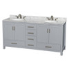 Wyndham Collection Sheffield 72 In. Double Bathroom Vanity W/ Top And Oval Sinks (Gray)