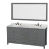 Wyndham Collection Sheffield 72 In. Double Bathroom Vanity W/ 70 In. Mirror (Dark Gray)