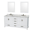 Wyndham Collection Sheffield 72 In. Double Bathroom Vanity W/ 24 In. Mirrors (White)