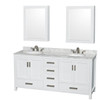 Wyndham Collection Sheffield 72 In. Double Bathroom Vanity W/ Medicine Cabinets (White)