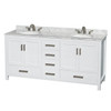 Wyndham Collection Sheffield 72 In. Double Bathroom Vanity W/ Top And Oval Sinks (White)