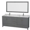 Wyndham Sheffield Dark Gray Double Bath Vanity With Top And 70 Inch Mirror