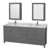 Wyndham Sheffield Dark Gray Double Bath 80 In Vanity With Top And Medicine Cabinet