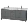 Wyndham Sheffield Dark Gray Double Bath Vanity 80 Inch With Top, Sink