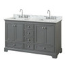Wyndham Deborah Dark Gray Double Bath Vanity 60 Inch With Top, Square Sink