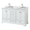 Wyndham Deborah White Double Bath Vanity 60 Inch With Top, Oval Sink