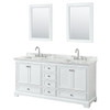 Wyndham Deborah White Double Bath Vanity 72 Inch With Top, Square Sink,  Mirror