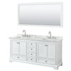 Wyndham Deborah White Double Bath Vanity With Top,square Sink, 70 Inch Mirror