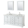 Wyndham Deborah White Double Bath Vanity With Top, Square Sink, Medicine Cabinet (Mirror Included)