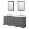 Wyndham Deborah Dark Gray Double Bath Vanity 80 Inch With Top, 24 Inch Mirror