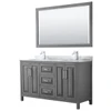 Wyndham Daria Dark Gray Double Bath Vanity 60" With 58" Mirror And Square Sink