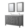 Wyndham Daria Dark Gray Double Bath Vanity 60" With Medicine Cabinet