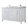 Wyndham Daria White Double Bath Vanity 60" With Square Sink And Countertop