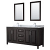 Wyndham Daria Dark Espresso Double Bath Vanity 72" With Sink And 24" Mirror