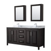 Wyndham Daria Dark Espresso Double Bath Vanity 72" With Sink & Medicine Cabinet