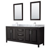 Wyndham Daria Dark Espresso Double Bath Vanity 80" With Square Sink &24" Mirror
