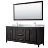 Wyndham Daria Dark Espresso Double Bath Vanity 80" With Square Sink &70" Mirror