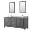 Wyndham Daria Dark Gray Double Bath Vanity 80" With Square Sink & 24" Mirror
