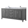 Wyndham Daria Dark Gray Double Bath Vanity 80" With Countertop & Square Sink