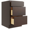 CNC CABINETRY 15" W 3 Drawer Base Cabinet, Luxor Espresso