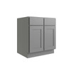 CNC CABINETRY Luxor 2-Door Base Cabinet, 36"W X 34.5"H X 24"D, Shaker Misty Grey