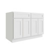 CNC CABINETRY Luxor 4-Door Base Cabinet, 4 Pull Out, 5-Pc, 48"W, Shaker White