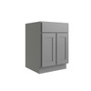 CNC CABINETRY Luxor 2-Door Base Cabinet, 2 Pull Out, 24"W, Shaker Misty Grey