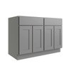 CNC CABINETRY Luxor 4-Door Base Cabinet, 48"W X 34.5"H X 24"D, Shaker Misty Grey