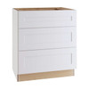 Newport 30 In. W X 24 In. D X 34.5 In. H Assembled Plywood Drawer Base Kitchen Cabinet In Pacific White With Soft Close