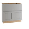 Newport 36 In. W X 24 In. D X 34.5 In. H Assembled Plywood Farm Sink Base Kitchen Cabinet In Pearl Gray With Soft Close
