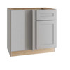 Newport 36 In. W X 24 In. D X 34.5 In. H Assembled Plywood Blind Base Kitchen Cabinet In Pearl Gray With Soft Close LH