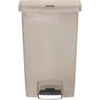 Rubbermaid Commercial Slim Jim 13 Gal. Front Step-On Resin Trash Can, Beige
