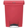 Rubbermaid Commercial 8 Gal. Slim Jim Step-On Plastic Front Step Trash Can, Red