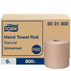 Tork Hand Towel Roll, Universal, Natural, H80 (6 Rolls X 800 Ft)