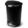 Simplehuman Semi-Round Plastic Step-On Trash Can W/ Lid