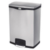 Rubbermaid Commercial Slim Jim 24 Gallon Stainless Steel Front Step Trash Can (Black)