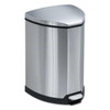 Safco 4 Gallon Stainless Steel Triangular Step-On Waste Receptacle (Chrome/Black)
