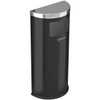 HLS Commercial 9 Gallon Black Stainless Steel Half-Round Side-Entry Trash Can With Wall Mount