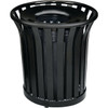 Rubbermaid Commercial Americana Open Top 36 Gallon Stainless Steel Black Trash Can