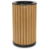 Alpine Industries 32-Gallon Od Steel Trash Receptacle Slatted Wood Style Plast ALP4400-01-CD