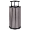 Alpine Industries 32-Gal Od Slatted Wood Panel Steel Receptacle Bonnet Lid Gray ALP4400-01-GRY-RB