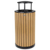 32-Gal Od Slatted Wood Style Panel Steel Trash Receptacle Bonnet Lid Cedar